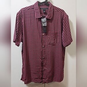 $188 Marc by Marc Jacobs Men's Checked Pink Short Sleeve Button Shirt Size Large
